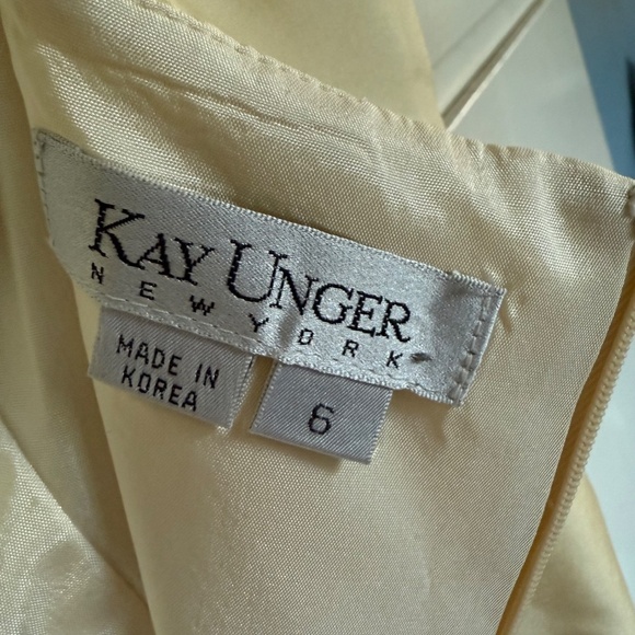 Kay Unger Yellow Green Silk Midi Dress Size 6 Fairycore - Picture 9 of 12